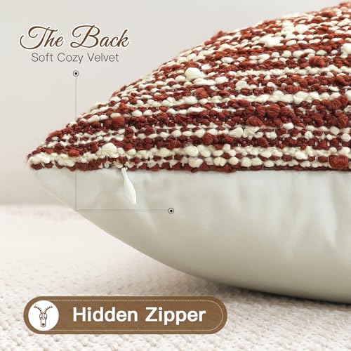 Artscope Lumbar Throw Pillow Cover 16x24 Super Thick Body Pillow Cover Decorative Boucle Textured Morden Neutral Accent Italian Style Pillowcase for Bedroom Living Room Couch Sofa Home Décor-Rust - color: Rust, size: 24" x 16" (Pack of 1)