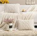 Macrame Lumbar Pillow Cover-Set of 2 with Tassels Rectangualr Cushion Covers Boho Throw Pillow Cover for Couch, Sofa, Bed, Farmhouse, Chair, Dining, Patio, Outdoor, car (B) - color: B