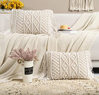 Macrame Lumbar Pillow Cover-Set of 2 with Tassels Rectangualr Cushion Covers Boho Throw Pillow Cover for Couch, Sofa, Bed, Farmhouse, Chair, Dining, Patio, Outdoor, car (B) - color: B