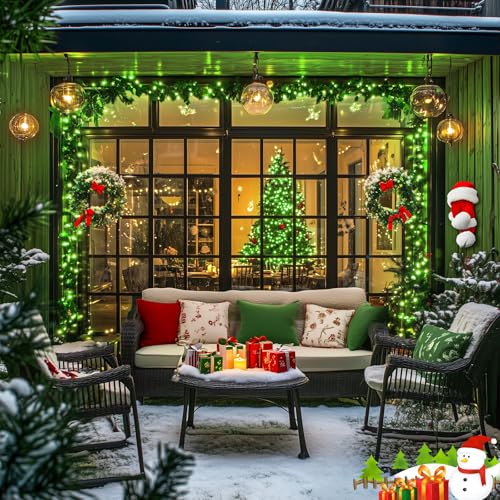 JMEXSUSS 2 Pack Solar String Lights Outdoor Waterproof, Total 66 FT 200 LED Solar Christmas Lights Outdoor, Twinkle Light for Christmas Tree Outside Garden Yard Xmas Decor, Green - color: Green, size: 100LED*2