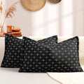 ZWJD 12x20 Pillow Covers Set of 2 Soft Polyester Textured Pillow Covers with Stylish Flange Edge Cozy Farmhouse Throw Pillows for Couch Bed Sofa Living Room - color: Black, size: 20" x 12" (Pack of 2)