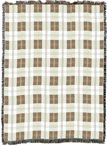Soft Greyish Grey Plaid Blanket - Gift Tapestry Throw Woven from Cotton - Made in the USA (72x54) - color: Soft Grey