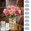 8 Pack Rechargeable LED Fairy Lights 7Ft 20LED Battery Operated with Remote, DIY Timer & 8 Modes, Mini Twinkle String Lights for Indoor Christmas Wedding Mason Jar Bedroom Party Table (White) - color: White