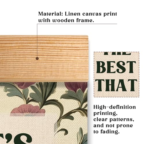 HEYJEEPER Vintage Inspirational Wall Art Poster-What’s the Best That Could Happen Floral Canvas Posters,Retro Self-Improvement Wall Hanging Decor for Bedroom, Living Room, Home Decor 18.5x14Inch - color: Green-Happy