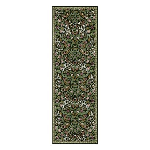 Moynesa Floral Kitchen Runner Rug 2x6, Washable Runners for Hallways Non Slip Green Soft Bathroom Carpet Runner, Boho Ultra Thin Botanical Throw Rug for Laundry Room Entryway, Green - color: Green, size: 2' x 6' (Runner)