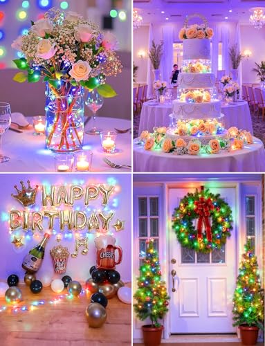 Brightown 12 Pack Multi-Color Fairy Lights Battery Operated - 7ft 20 LED Waterproof Micro Firefly Lights for Christmas Decor, DIY Craft, Wedding Table Centerpieces, Flowers - color: Multicolor, size: 12 Pack