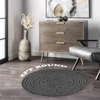 Hand Woven Round Area Rugs Living Room Bedroom Study Computer Chair Cushion Base Mat Round Carpet Lifts Basket Swivel Chair Pad Coffee Table Rug(2' Round, Black/White) - color: Black/White, size: 2' Round