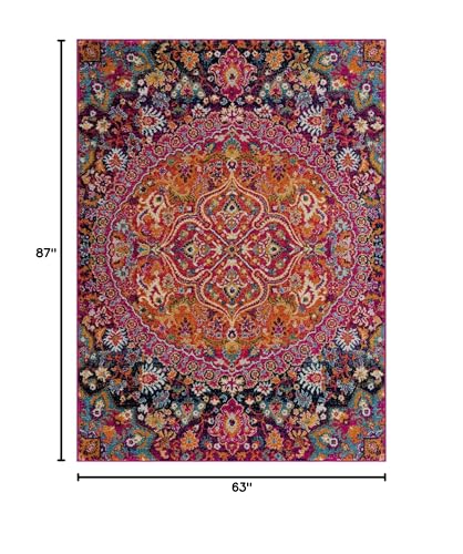 Hauteloom New Marlbora Living Room, Bedroom Area Rug - Traditional - Burgundy, Burnt Orange, Ivory - 5'3" x 7'3" - color: Burgundy, Burnt Orange, Ivory / New Marlboro, size: 5'3" x 7'3" (Rectangular)