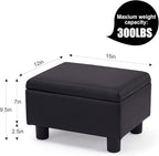 Small Foot Stool Under Desk Foot Stools Ottoman Footstool Foot Stools Small Footstools Foot Stool for Living Room Foot Rest 15" W x 12" D x 9.5" H Faux Leather Black