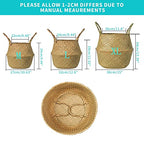 BrilliantJo Seagrass Belly Basket, Set of 2 Woven Plant Pot Holder handmade Home Decor for Storage Plants Picnic Grocery Medium(10.63 x 9.44 inch) - size: M(Set of 2)