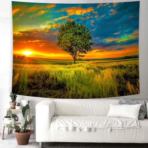 Delur Sunset Tree of Life Tapestry Forest Nature Landscape Wall Hanging Tapestry Scenic Tree Woodland Natural Sunrise Headboard for Bedroom Living Room Home Decor (51.2" x 59.1") - color: Sunset Tree, size: 51.2"L x 59.1"W