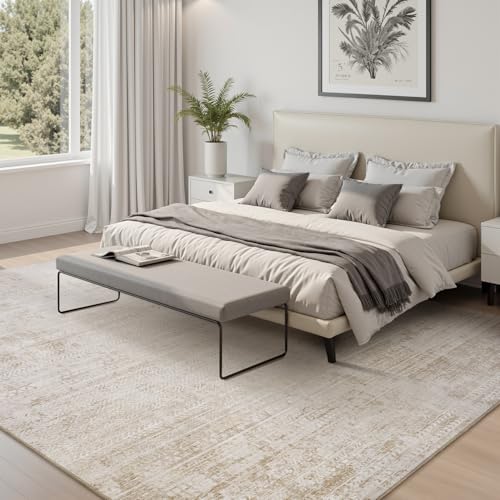 5x7 Area Rugs for Living Room Non Slip Machine Washable Rug Distressed Abstract Soft Indoor Carpet Neutral Boho Rug for Bedroom Dining Room Playroom Office, Beige - color: Beige, size: 5' x 7' (Rectangular)