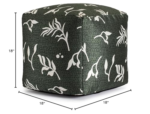 Anji Mountain Artisan Crafted Cotton Blend Pouf Ottoman | Versatile Floor Seating & Footstool for Living Room | Modern Boho Home Décor Accent | Filled Pouffe - color: Juniper Ivy