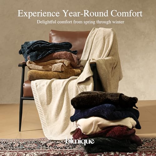 Chenille Throw Blanket for Couch, Cozy Soft Blanket Twin Lightweight Decorative Throw for Living Room Sofa Chair, Stylish Home Decor, Ideal for Gifting, Khaki 60"x80" - color: Khaki, size: Twin