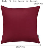 4-Pack 100% Cotton Comfortable Solid Decorative Throw Pillow Case Square Cushion Cover Pillowcase Sublimation Blank Pillow Covers(Cover Only,No Insert)(20x20inch/50x50cm, Wine red)
