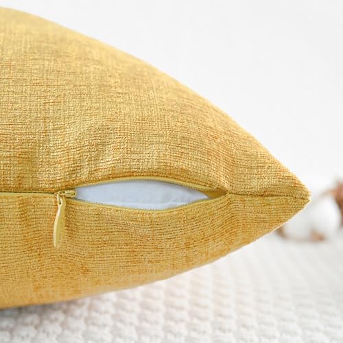 CaliTime Throw Pillow Covers Decorative 16 X 16 Inches Pack of 2 Cozy Soft Chenille Cushion Cases for Couch Sofa Bed Living Room Home Gold - color: Gold, size: 16" x 16" (Pack of 2)