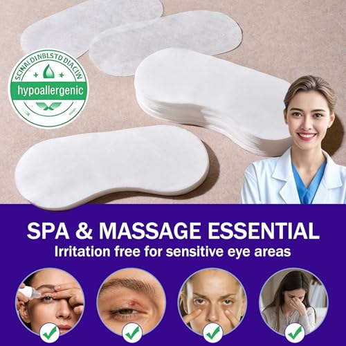 MoyRetty Disposable Non Woven Eye Covers, 100 Sheets, Cotton Paper for Facials Spa Skincare