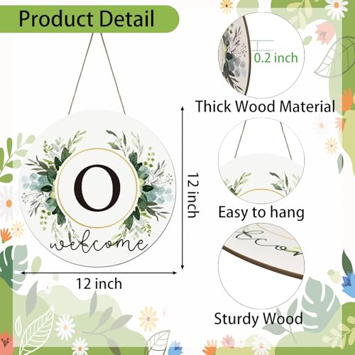Monogram Letter O Wreaths for Front Door Wreath Wooden Welcome Sign for Front Door Decor Floral Family Last Name Initial House Warming Spring Summer Porch Rustic Wall Home Kitchen Boho Decorations - color: Letter O