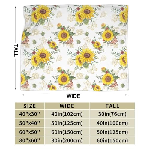 Sunflower Throw Blanket Ultra Soft Butterfly Floral Blanket Cozy Flannel Fleece Bed Blanket Lightweight Fuzzy Plush Flowers Couch Cover Sunflowers Gifts Throw Decor for Women Girls Small 50" X 40" - color: Sunflower Butterfly Watercolor Floral, size: 50"x