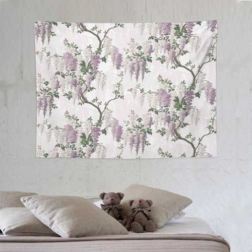 HZOHNAGO Lavender Flower Tapestry Purple Floral Tree Botanical Pattern Printed Wall Tapestry Wall Hanging for Bedroom Living Room Dorm 40" W x 30" H - color: Lavender-3, size: 40"L x 30"W