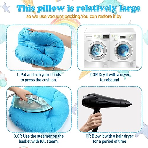 Fumete 8 Pcs 16 Inch Floor Cushions Pillow for Kids Bulk Classroom Round Flexible Seating Floor Cushions for Students Home Daycare School Reading Corner Yoga Meditation Picnic (Ice Blue) - color: Ice Blue