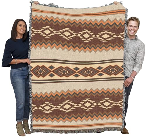 Pure Country Weavers Parchment - Western Tapestry Throw Blanket Woven from Cotton - Made in The USA (72x54) - color: Parchment