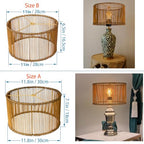 Boho Rattan Drum Lamp Shades Set of 2, Woven Bamboo Table and Bedside Lamp Shades(Spider Fitter), Easy Assembly - color: Brown