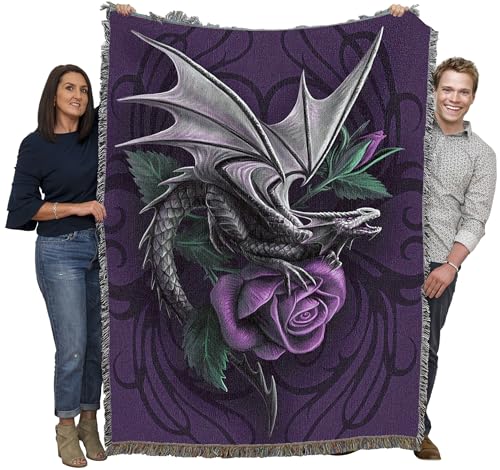 Pure Country Weavers Dragon Beauty Woven Blanket by Anne Stokes - Fantasy Gift Cotton Tapestry Throw - Made in The USA - 72" x 54" - color: Beauty, size: 72" x 54"