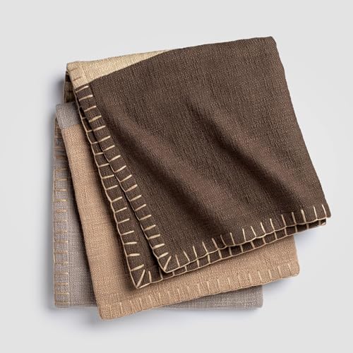 Calm Stitchscape Fringe Throw Blanket 55x60, Beige Cotton Decorative Sofa and Bed Blanket with Fringe Detail, Lightweight All-Season Throw, Handwoven in India, Oeko-TEX Certified - color: Multicolor, size: Throw (55" x 60")