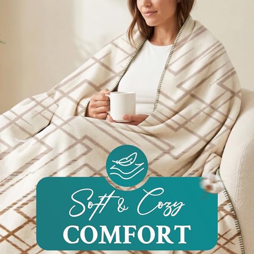 Arconiz Scotch Throw Blanket 50''x60'', Olive Rust Windowpane Textured Woven Cotton Blend Throw for Couch Sofa Bed, Soft Lightweight All Season Decorative Blanket for Modern Home Decor - color: Olive Rust Windowpane