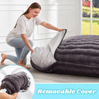 Hobestluk 3 in 1 Bean Bag Chair Giant Bean Bag Chairs for Adults with Ripple Cover Convertible Bean Bag Floor Cushion with Machine Washable Cover for Living Room (Ripple Dark Grey) - color: Dark Slate Grey