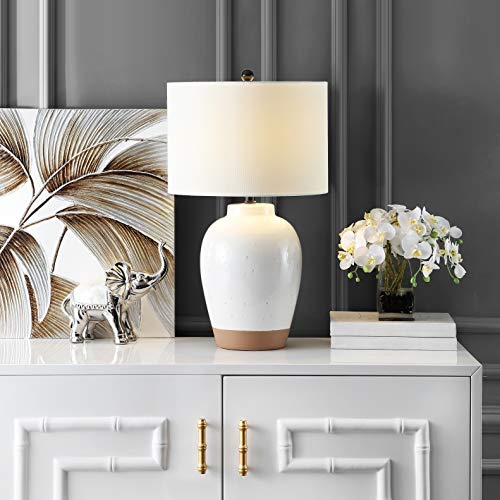 SAFAVIEH Lighting - Portcia 27.5-Inch Ceramic Table Lamp - Ivory - Sculpted Body Design - Ideal for Living Room, Bedroom, Entryway, Home Office - LED Bulb Included (TBL4242A)