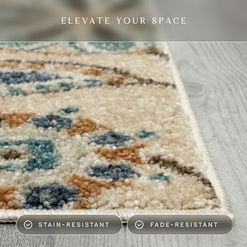 Maples Rugs Reggie Floral Kitchen Rug - Made in USA - Washable, Non Slip Indoor Carpet for Entryway, Foyer, Kitchen, and Bathroom, 1'8 x 2'10, Beige - color: Beige, size: 1'8" x 2'10" (Rectangular)