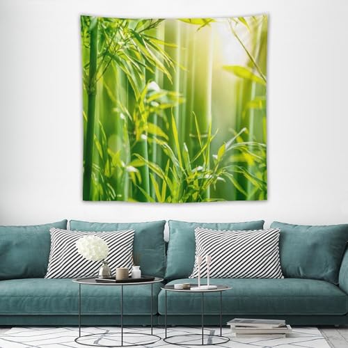 HZOHNAGO Bamboo Tapestry Bamboo Leaf Sunshine Nature Printed Wall Tapestry Painting Wall Hanging for Bedroom Living Room Dorm 60" W x 60" H - color: Bamboo-1, size: 60"L x 60"W