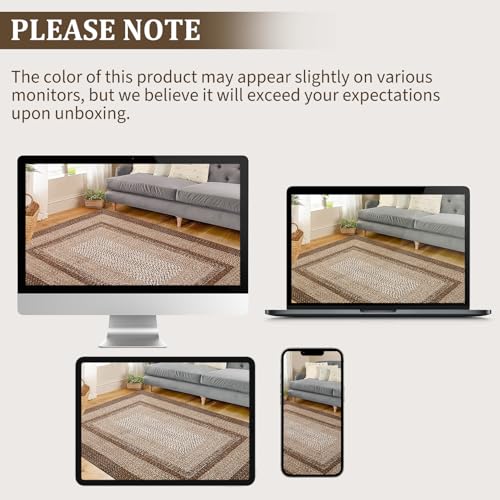 RUGSREAL Runner Rug 2x8 Machine Washable Hallway Runner Rug Entryway Long Runner Carpet Braided Printed Throw Mat Non Slip Kitchen Mat Living Room Rustic Carpet for Bedroom Dining Room, Brown - color: Brown, size: 2' x 8' (Runner)