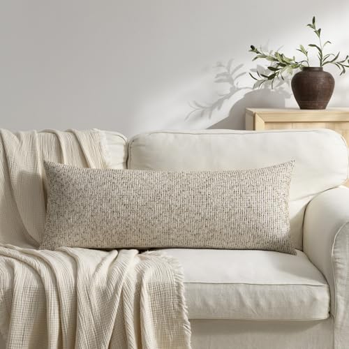 Pack of 1 Neutral Body Pillow Covers 20x54 Boho Textured Dots Stripe Chenille Rectangular Long Decorative Lumbar Pillow Cases Accents for Living Room Couch Bed Farmhouse Home Decor, Taupe - color: Taupe, size: 54" x 20" (Pack of 1)