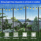 SINLEY 2 Pack String Light Poles,10 Ft Metal Poles with Fork for Outdoor String Lights,Outdoor Light Poles with Fork,Poles/Post/Stand for Outside,Patio,Deck,Backyard,Garden Wedding,Party - style: 2 Pack Poles