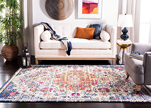 SAFAVIEH Madison Collection Accent Rug - 2'2" x 4', Ivory & Orange, Medallion Distressed Design, Non-Shedding & Easy Care, Ideal for High Traffic Areas in Entryway, Living Room, Bedroom (MAD447A) - color: Ivory/Orange, size: 2'2" x 4' (Rectangular)
