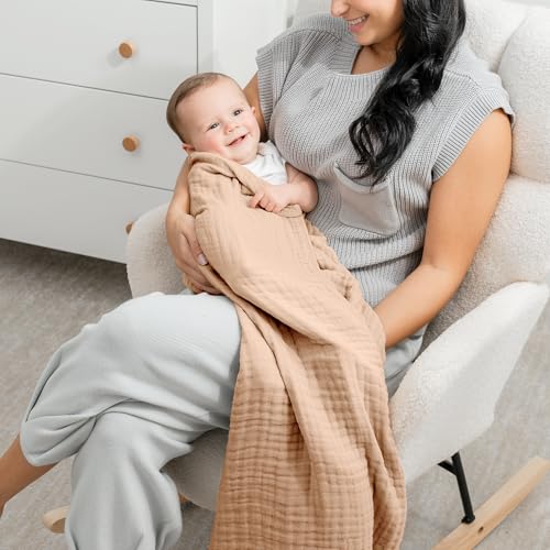 Comfy Cubs Muslin Baby Blanket - Soft, Lightweight, 6-Layer Cotton Swaddle Blankets for Newborns, Infants & Toddlers - 40" x 40" Large, Breathable & Versatile for Sleeping & Tummy Time - Cream - color: Cream, size: Baby - 40" X 40"