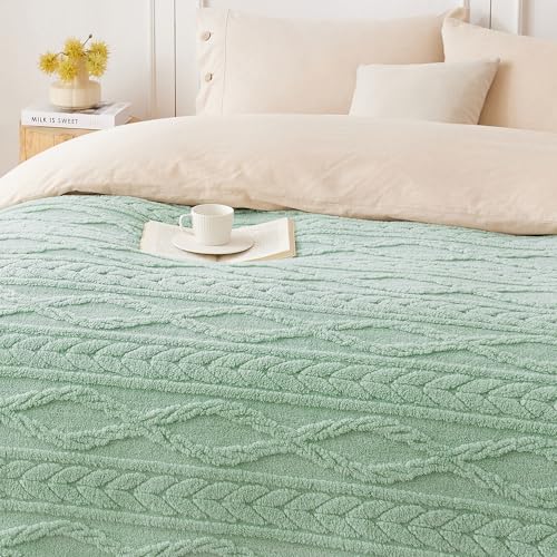 COOVA Sage Green Fleece Twin Blanket for Bed - Super Soft Cozy Plush Fuzzy Blanket for Sofa,Premium Sherpa Warm Throw for Women,Couch,Chair,60x80 Inches - color: Sage Green, size: 60“x80”