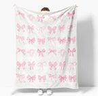 Pink Bow Cute Christmas Throw Blanket, Preppy Room Decor, Soft Warm Bed Blankets for Women Girls & Gifts, 30inx40in (Bow Pattern) ,Couch, sofa