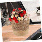 Hand Woven Flower Basket Multi Purpose Decorative Woven Planter for Home Decor with Base for Succulents and Housewarming