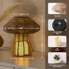 Portable Rattan Table Lamp for Indoor Outdoor, CE,RoHS Certified Solar Charging & Replaceable Battery LED Light, Ratten Bedroom Lamp with Warm Candle Bulb for Patio Bedroom, Pack of 2 - style: Pack of 2