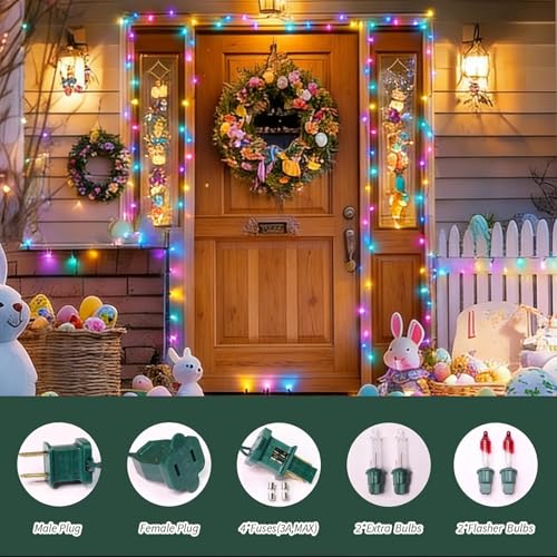 LAMPHOME 100 Ct. Multi-Color Christmas Tree Lights with Green Wire - 20Ft Mardi Gras Lights for Indoor and Outdoor Use - Multicolor Twinkle Christmas Tree Decoration with End Connectors - color: MultiColor-Green Wire