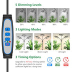Aumtrly Grow Lights for Indoor Plants, 3 Head Full Spectrum Plant Light with 68" Adjustable Stand for Growing Large Tall Plants, Black Halo Floor LED Grow Lamp with 16 Hour Timer - size: 3 head 68inch/black