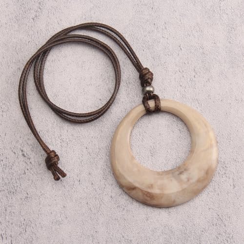 Leather Necklace for Women Long Boho Pendant Hippie Choker Necklace Bohemian Layered Leather Rope Wooden Jewelry Gifts - style: Large Pendant Necklace