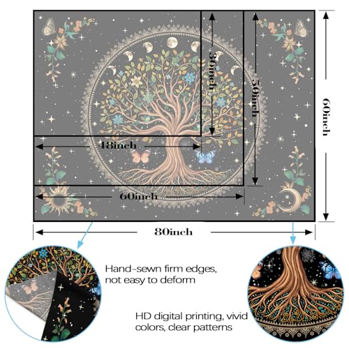Spenlife Tree of Life Tapestry Flower Wall Tapestry, Green Tapestries for Bedroom Mandala Tapestries Wall Hanging for Bedroom Living Room Decor Tree-2 44"x60" - color: Bright Green, size: 60"L x 44"W