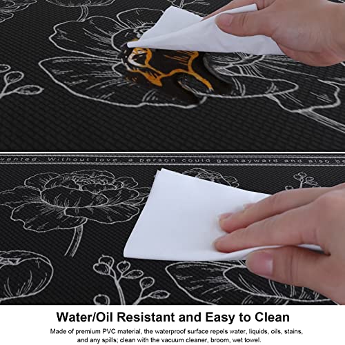 ROTTOGOON Kitchen Floor Mat Set of 2, Cushioned Anti Fatigue Kitchen Mat 17.3"x47"+17.3"x29", Non-Slip Waterproof Kitchen Rug, Premium PVC Comfort Kitchen Mats and Rugs for Office, Home, Laundry - color: Black, size: 17"x47"+17"x29"
