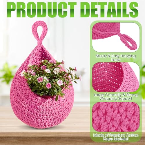 Honeydak 6 Pack Boho Hanging Wall Baskets for Kitchen, Teardrop Hanging Fruit Vegetable Basket with 6 Hooks, Cute Onion Storage Net for Camper, Bathroom, Entryway, Nursery, 6 Size(Mixed Bright Colors) - color: Mixed Bright Color