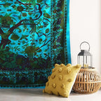 Popular Handicrafts Tapestry Wall Hanging Tree of Life Hippie Mandala Bohemian Hippy Kaleidoscopic Intricate Floral Design Indian Tapestries Bedspread 84x90 Inches,(215cm x 230cm) Turquoise - color: Turquoise, size: 90"L x 84"W